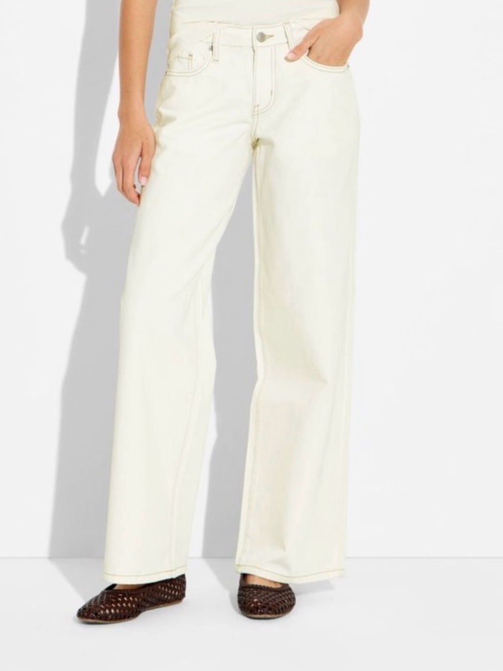 wild fable Wide-Leg Low Rise Baggy Jeans in White